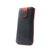 Case Protect Ancus for Apple iPhone SE 5 5S 5C Nokia 105 TA-1174 and Huawei Y360 Leather Black with Red Stitching
