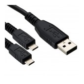 Data Cord Cable Ancus USB to 2 χ Micro USB Black 1m
