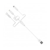 Data Cable Hoco X1 3 In 1 USB to Micro-USB, Lightning, USB-C White 1m