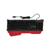 Mechanical Wired Keyboard Mobilis with Built-in Wristband Red Base and Waterproof Key Cover. Black with Green Switches