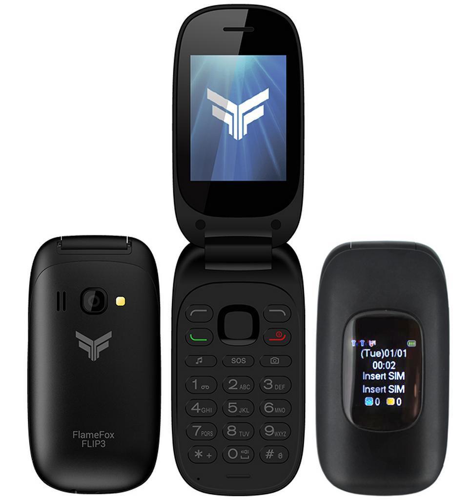 FlameFox Flip3 (Dual Sim) με 2 Οθόνες (1.77'' & 1.44''), Bluetooth, Κάμερα, Ραδιόφωνο (Λειτουργεί χωρίς Handsfree)