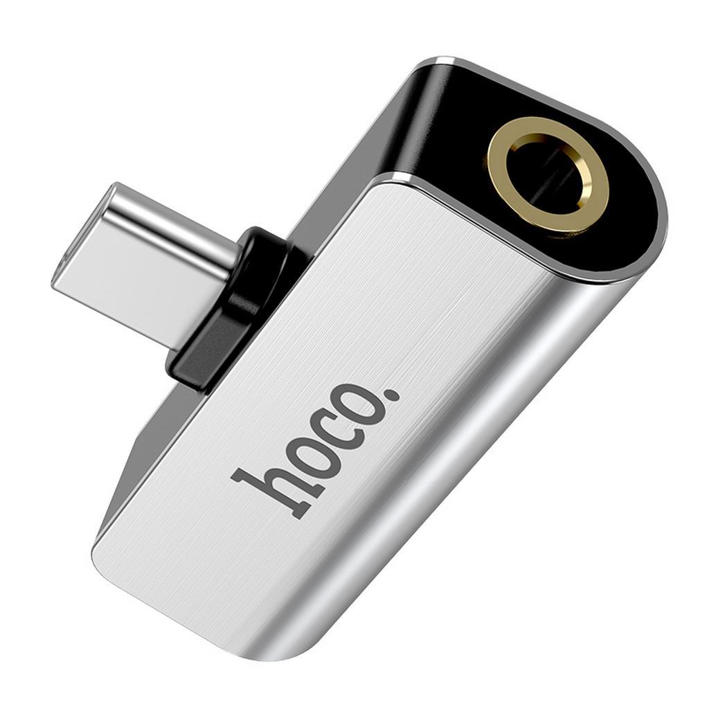 Αντάπτορας Hoco LS26 2 σε 1 USB-C σε USB-C και 3.5mm 1.5A Ασημί