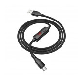 Data Cable Hoco S13 Central USB to Micro USB 2.4A Black 1.2m with charging display