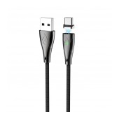 Data Cable Hoco U75 Magnetic USB to USB-C 3.0A with Magnetic Detachable Plug and LED Light Black 1.2m