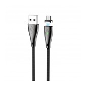 Data Cable Hoco U75 Magnetic USB to Micro-USB 3.0A with Magnetic Detachable Plug and LED Light Black 1.2m