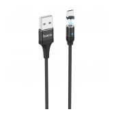 Data Cable Hoco U76 Fresh USB to Mircro-USB 2.4A with Magnetic Detachable Plug and LED Light Black 1.2m