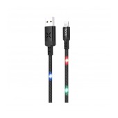 Data Cable Hoco U63 Spirit USB to Lightning and Light Indicators with Voice Sensor 2.4A Black 1.2m