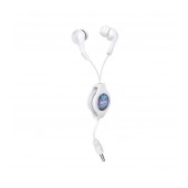 Hands Free Hoco M68 Easy Earphones Stereo 3.5mm with Τelescopic Retractionnn Clip White
