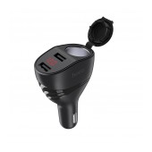 Car Charger Hoco Z34 Thunder with 2 USB Outputs 5V-3.1A Max, Extra Car Lighter Charg and Led Display Black