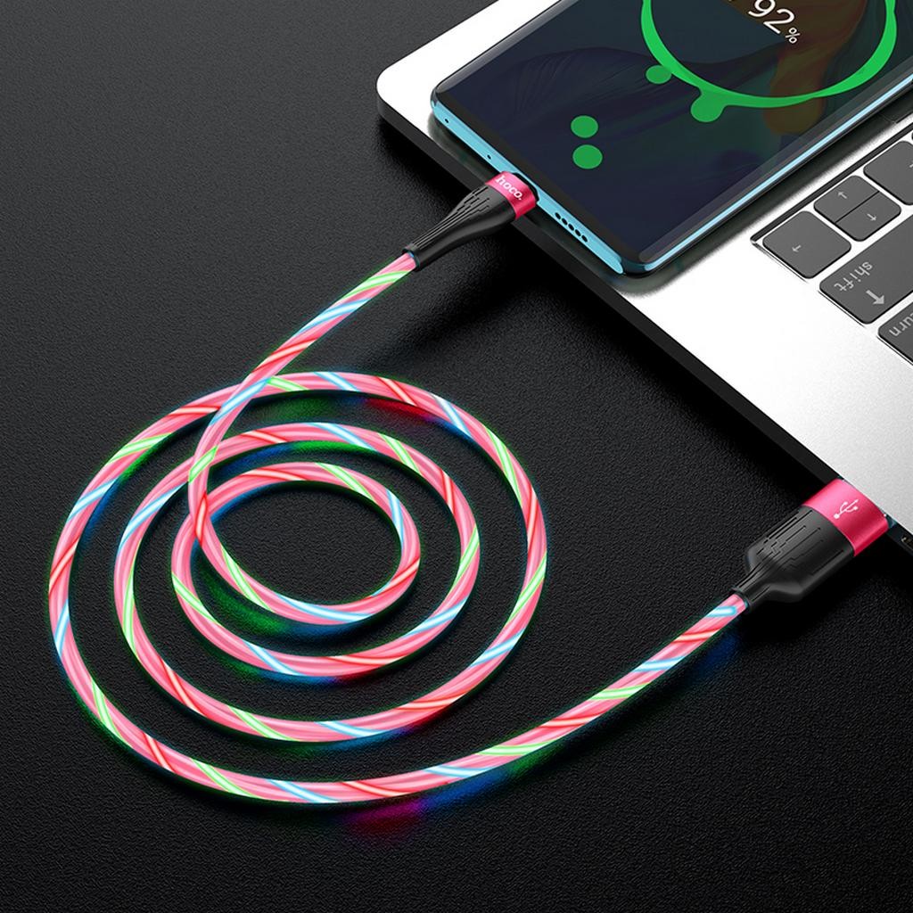 Hoco Καλώδιο Σύνδεσης 1m Charming Night USB Σε Micro USB 2.4A Φωτιζόμενο Ροζ U85 | Homidoo.gr
