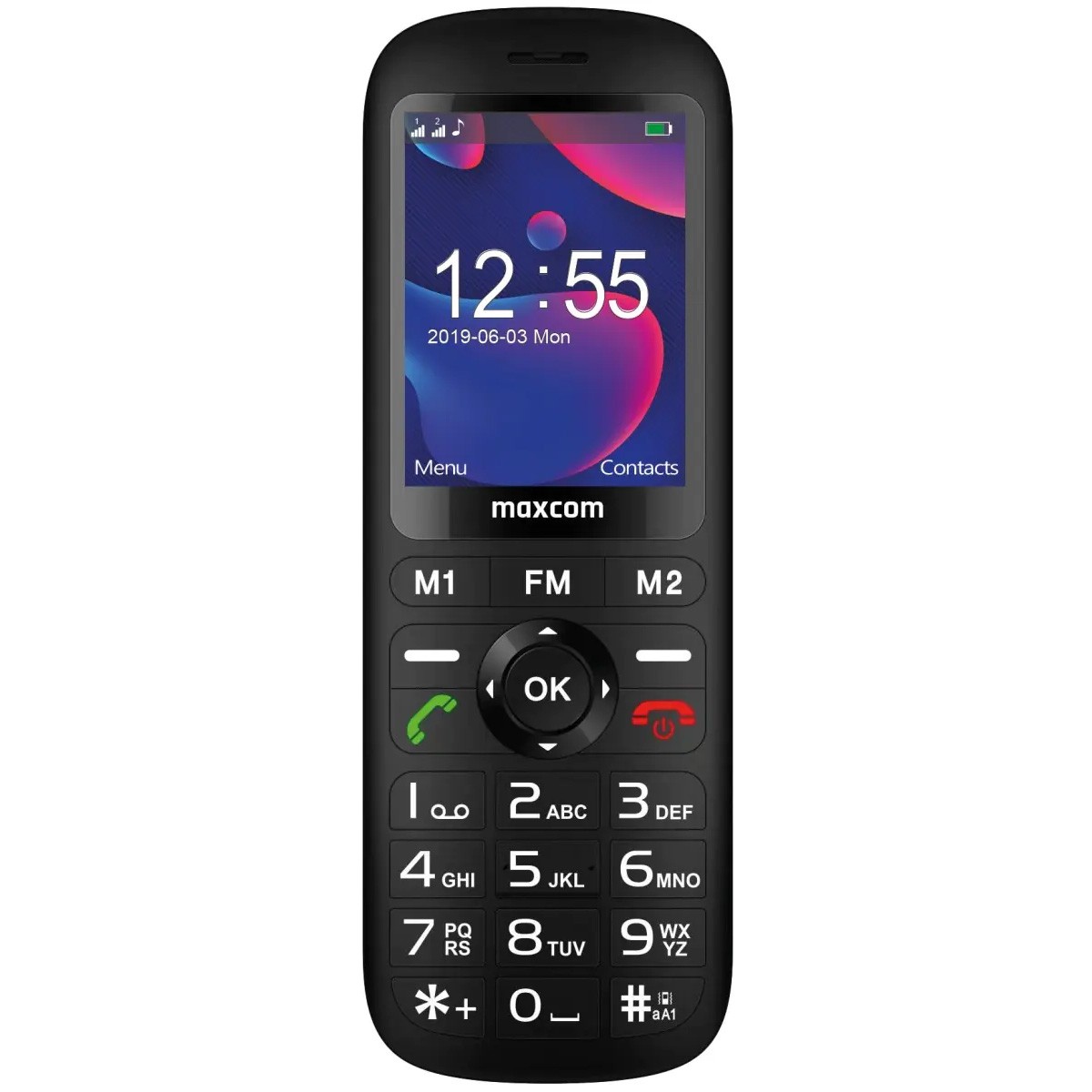 Maxcom MM740 2.4" με Bluetooth 5.0, Ραδιόφωνο, Πλήκτρο Έκτακτης Ανάγκης και Βάση-Ηχείο Μαύρο
