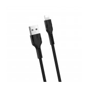 Data Cable Hoco U31 Benay Braided with Nylon Cord USB to Lightning 2.4A Black 1.2m