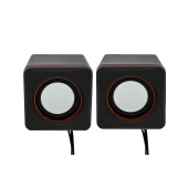 Multimedia Speaker Stereo Leerfei D-02L with 3.5mm jack and USB Charge, Black Red