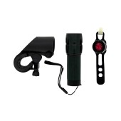 Bicycle Light Ancus 082 with Adjustable LED Front Light and Extra Rear Red Light. black
