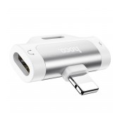 Adaptor Hoco LS31 with 1 Lightning to 2 Lightning Female Ports Silver