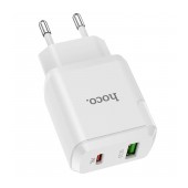Travel Charger Hoco N5 Favor Dual Port Charging USB Quick Charge 18W and USB-C PD 20W 5V 3.0A White