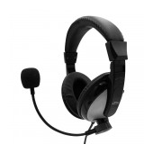Stereo Headphone Media-Tech TURDUS PRO MT3603 with Dual 3.5mm Connector for Gamers and Adjustable Microphone. Black
