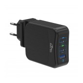Travel Charger Media-Tech MT6252 Smart Power with USB 3.0A Fast Charge and Dual USB-C PD 65W Black with LED