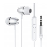 Hands Free Hoco Borofone BM57 Platinum Earphones Stereo 3.5mm  with Micrphone and Control Button 1.2m Silver