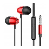 Hands Free Hoco Borofone BM57 Platinum Earphones Stereo 3.5mm  with Micrphone and Control Button 1.2m Red