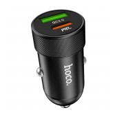 Car Charger Hoco Z32B Speed Up with USB-C PD 3.0A 20W και USB QC3.0A 18W Black with LED Indicator