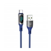 Data Cable Hoco S51 Extreme USB to USB-C Fast Charging Data Cable with Digital Display Cord 5.0A Blue 1.2m