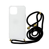 Case Ancus Crossbody for Apple iPhone 12 Mini Transparent with Black Strap