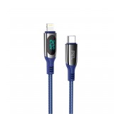 Data Cable Hoco S51 Extreme DP  USB-C to Lightning Fast Charging Data Cable with Digital Display Cord 20W Blue 1.2m