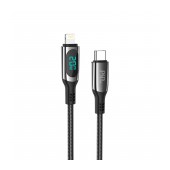 Data Cable Hoco S51 Extreme DP  USB-C to Lightning Fast Charging Data Cable with Digital Display Cord 20W Black1.2m