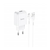 Travel Charger Hoco N2 Vigour with USB 5V 2.0A White With Cable USB to USB-C 3.0A 1m White