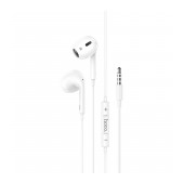 Hands Free Hoco M1 Max Original Crystal Earphones Stereo 3.5mm White with Micrphone and Operation Control Button
