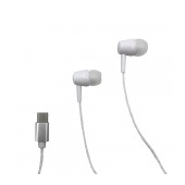 Hands Free Media-Tech MT3600  Magicsound Earphones Stereo USB-C White with Micrphone and Operation Control Button 1.2m