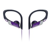Earphone Panasonic RP-HS34E-V 3.5mm IPX2 Purple with Adjustable Hanger for mp3, iPod and Sound Devices without Microphone