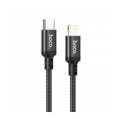 Data Cable Hoco X14 Duble Speed USB-C to Lightning 20W 3.0A Fast Charging Black 1m braided wire