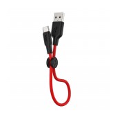 Data Cable Hoco X21 Plus Silicone USB to USB-C Fast Charge 3.0A Black & Red 0.25m