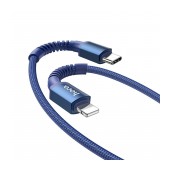 Data Cable Hoco X71 Especial PD 20W 3A USB-C to Lightning With TPE Connectors and Braided Cable Blue 1m