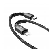 Data Cable Hoco X71 Especial PD 20W 3A USB-C to Lightning With TPE Connectors and Braided Cable Black 1m