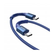Data Cable Hoco X71 Especial 60W 3A USB-C σε USB-C With TPE Connectors and Braided Cable Blue 1m