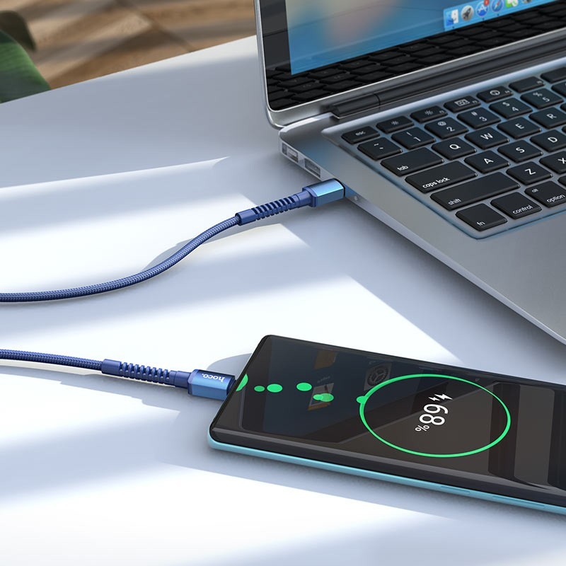 Hoco Καλώδιο Σύνδεσης Especial 60W 3A USB-C Σε USB-C Με Εύκαμπτο Βύσμα Και Braided Καλώδιο 1m Μπλε X71 | Homidoo.gr