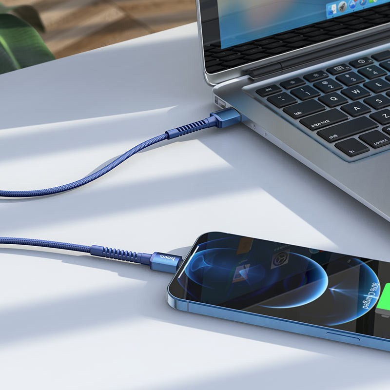 Hoco Καλώδιο Σύνδεσης Especial 2.4Α USB Σε Lightning Με Εύκαμπτο Βύσμα Και Braided Καλώδιο 1m Μπλε X71 | Homidoo.gr