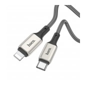 Data Cable Hoco X66 Howdy PD 20W USB-C to Lightning 2.4A with Zinc Alloy Conectors Gray 1m