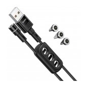 Data Cable Hoco U98 Sunway 3 In 1 Magnetic USB to Micro-USB, Lightning, USB-C 2.4A Black 1.2 m.