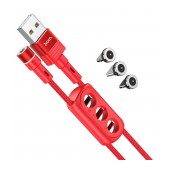 Data Cable Hoco U98 Sunway 3 In 1 Magnetic USB to Micro-USB, Lightning, USB-C 2.4A Red 1.2 m.