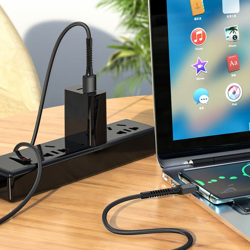 Hoco Καλώδιο Σύνδεσης Especial 3A USB Σε USB-C Με Εύκαμπτο Βύσμα Και Braided Καλώδιο 1m Μαύρο X71 | Homidoo.gr