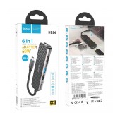 Hub USB-C Hoco HB24 Easy display  HDMI USB3.0, USB2.0, SD, Micro-SD, TF, PD 4K / 30Hz 60W Carbon
