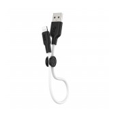Data Cable Hoco X21 Silicone USB to Lightning 2.0A 25cm Black - White