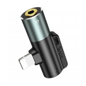 Adaptor Hoco LS32 2-in-1 Lightning to Lightning  and 3.5mm 2A Metal Grey