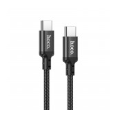 Data Cable Hoco X14 Duble Speed USB-C to USB-C 60W 3.0A Fast Charging Black 1m braided wire