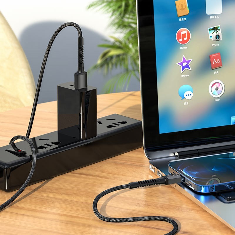 Hoco Καλώδιο Σύνδεσης Especial 2.4Α USB Σε Lightning Με Εύκαμπτο Βύσμα Και Braided Καλώδιο 1m Μαύρο X71 | Homidoo.gr