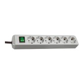 Brennenstuhl power strip with 6 Sockets Inlet Doors and On / Off Switch 1.5 m IP20 Gray with Black Cable